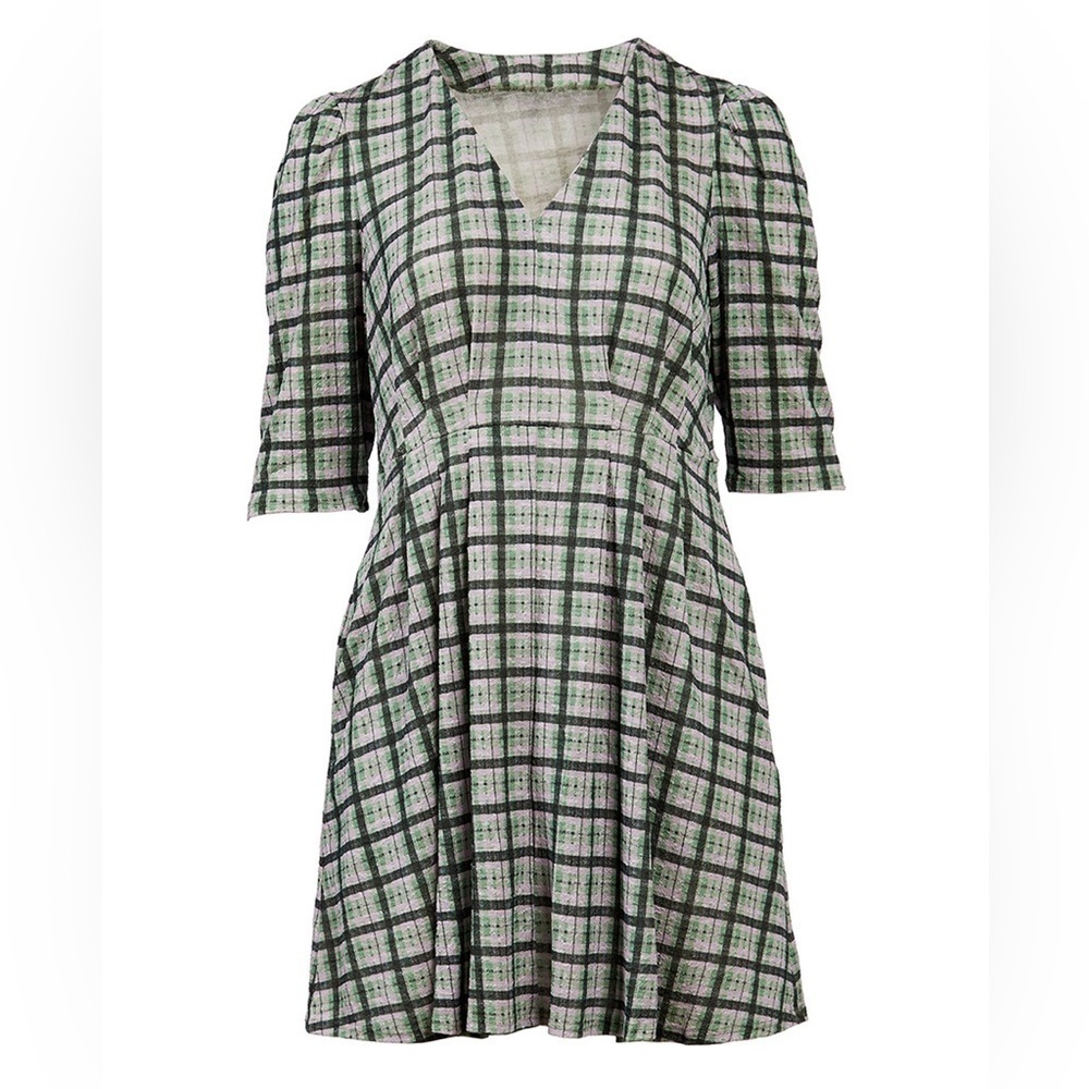 Hutch Anthropologie Purple Black Plaid A-line Mini Dress